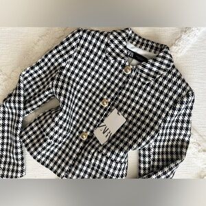 Zara Monochrome Houndstooth Blazer